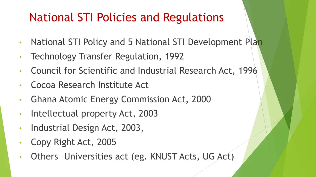 national sti policies and regulations