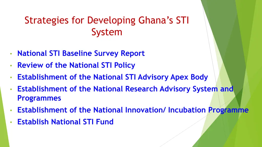 strategies for developing ghana s sti system