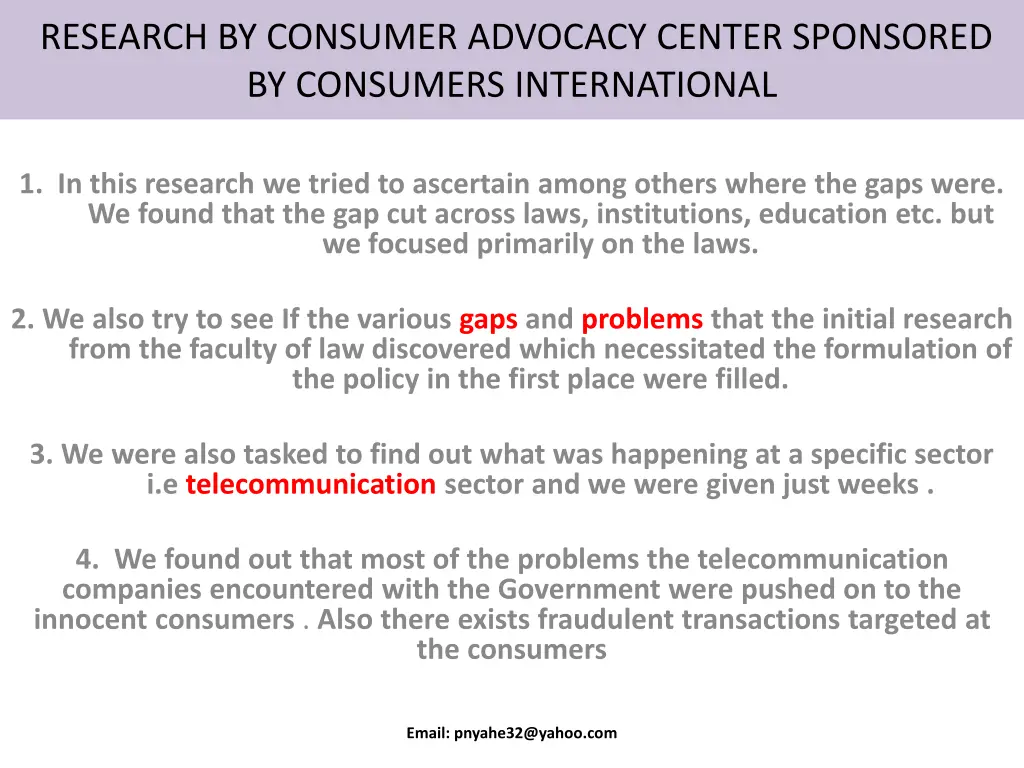 research by consumer advocacy center sponsored