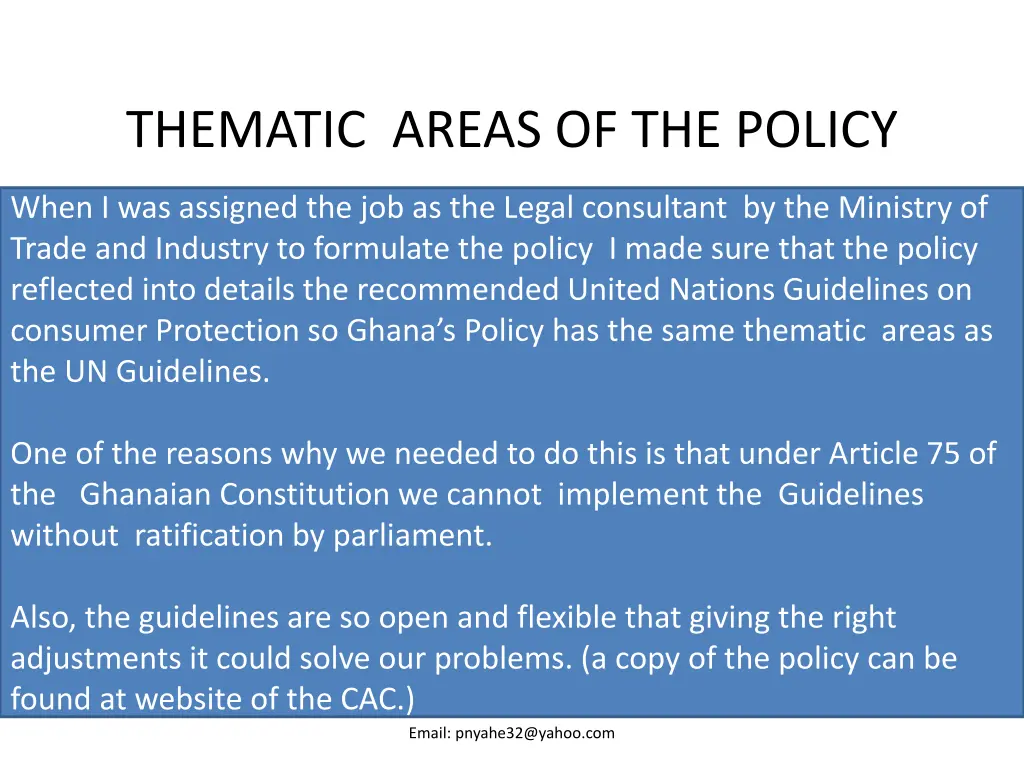 thematic areas of the policy