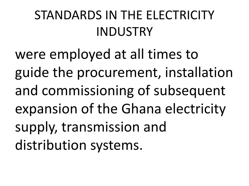 standards in the electricity industry 1