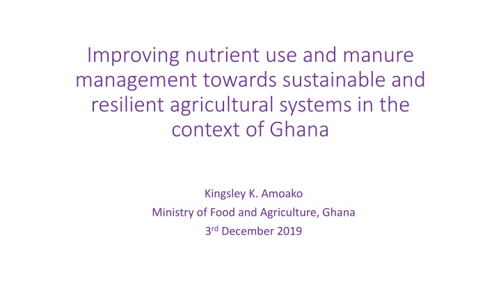 improving nutrient use and manure management