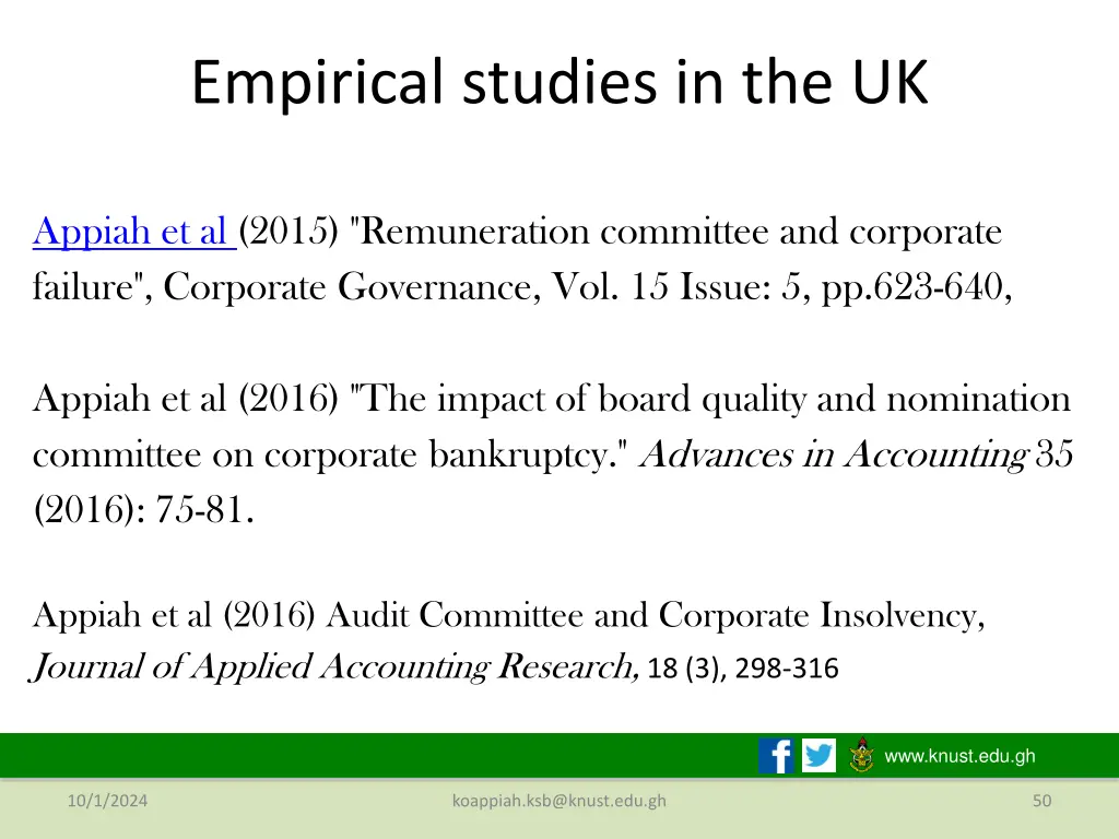 empirical studies in the uk