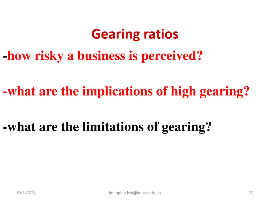 gearing ratios