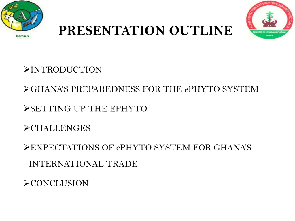 presentation outline