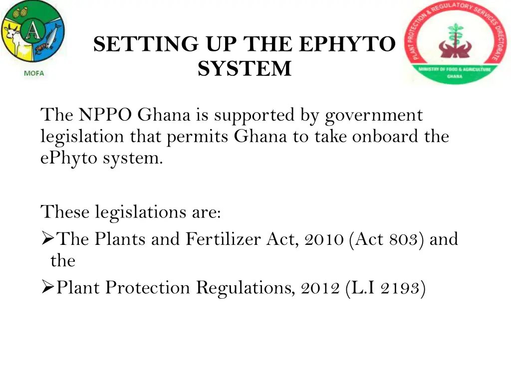 setting up the ephyto system