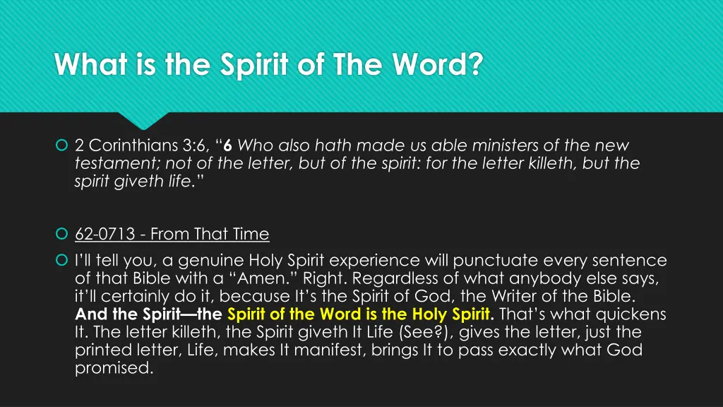 what is the spirit of the word