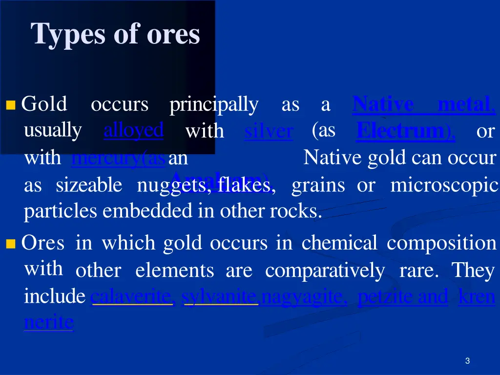 types of ores