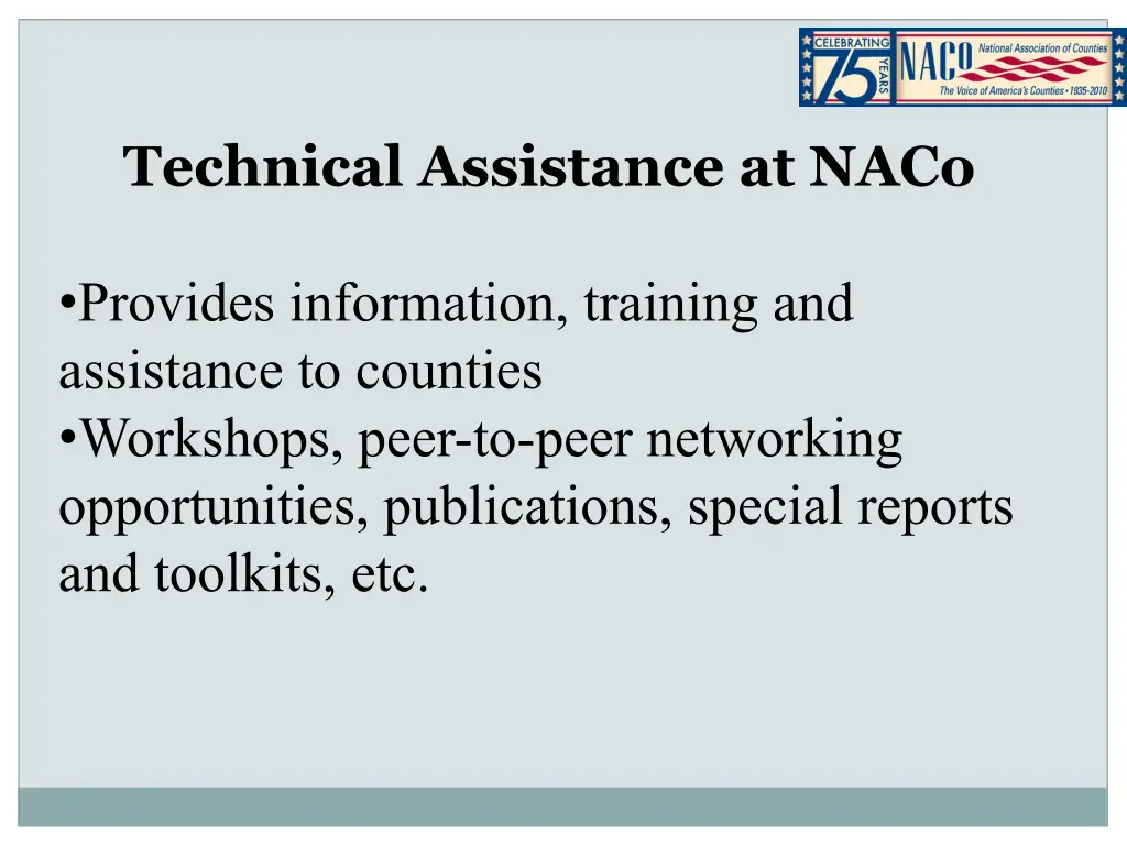 technical assistance at naco