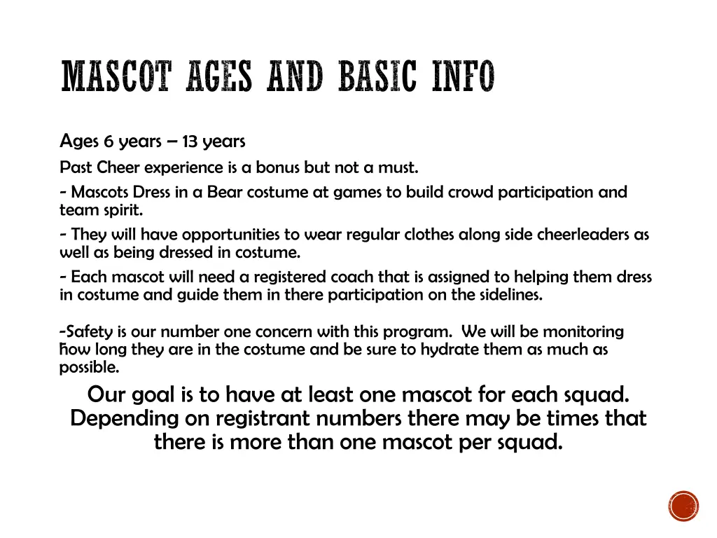 mascot ages and basic info