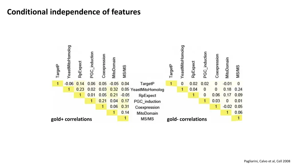 conditional independence of features