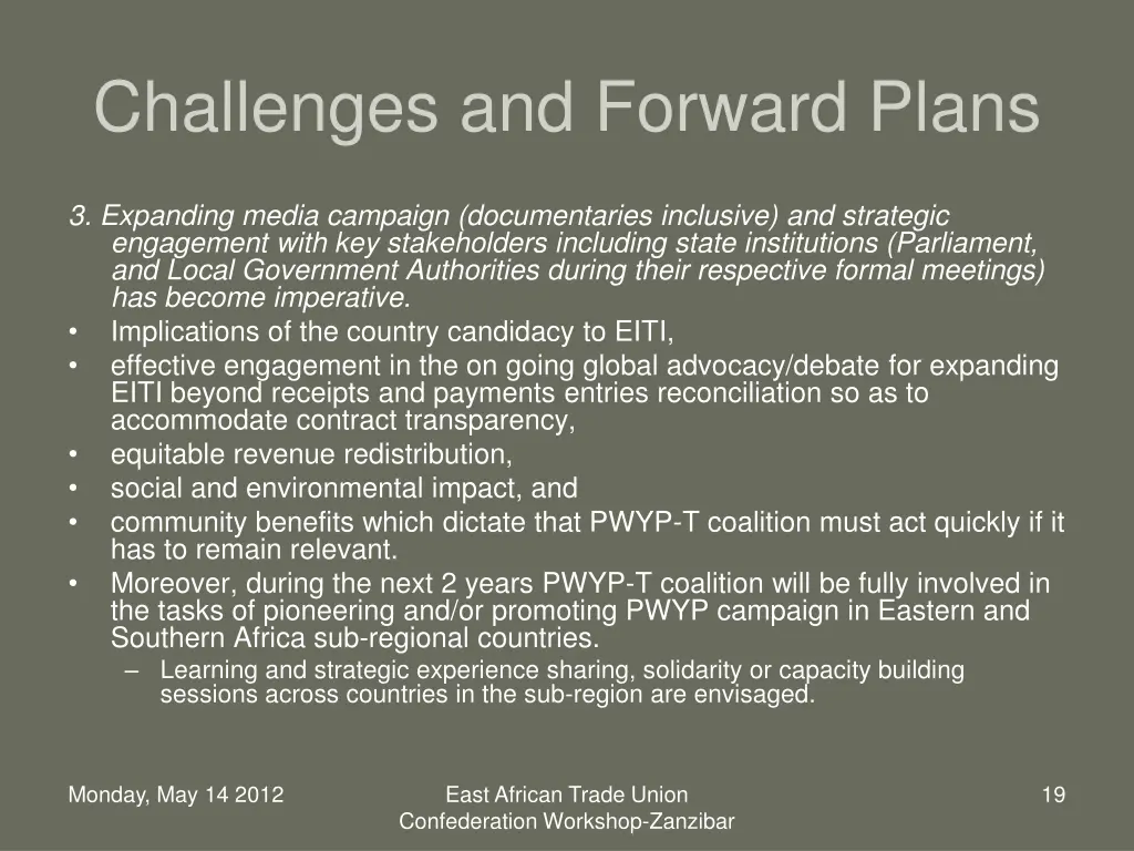 challenges and forward plans 2