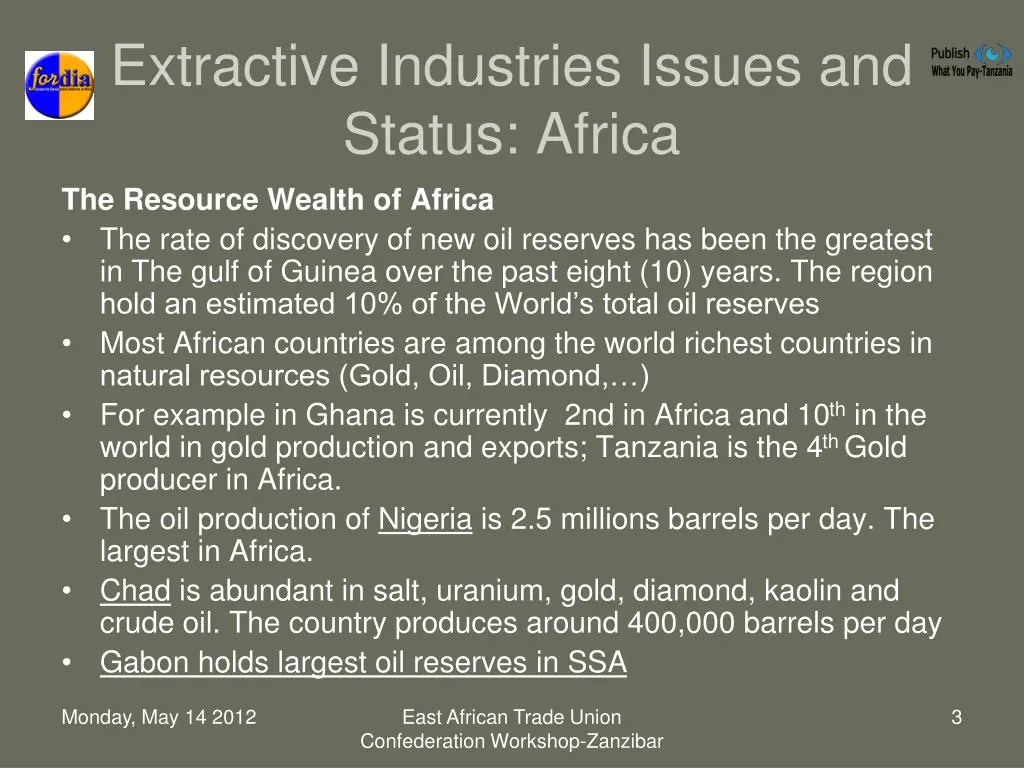 extractive industries issues and status africa