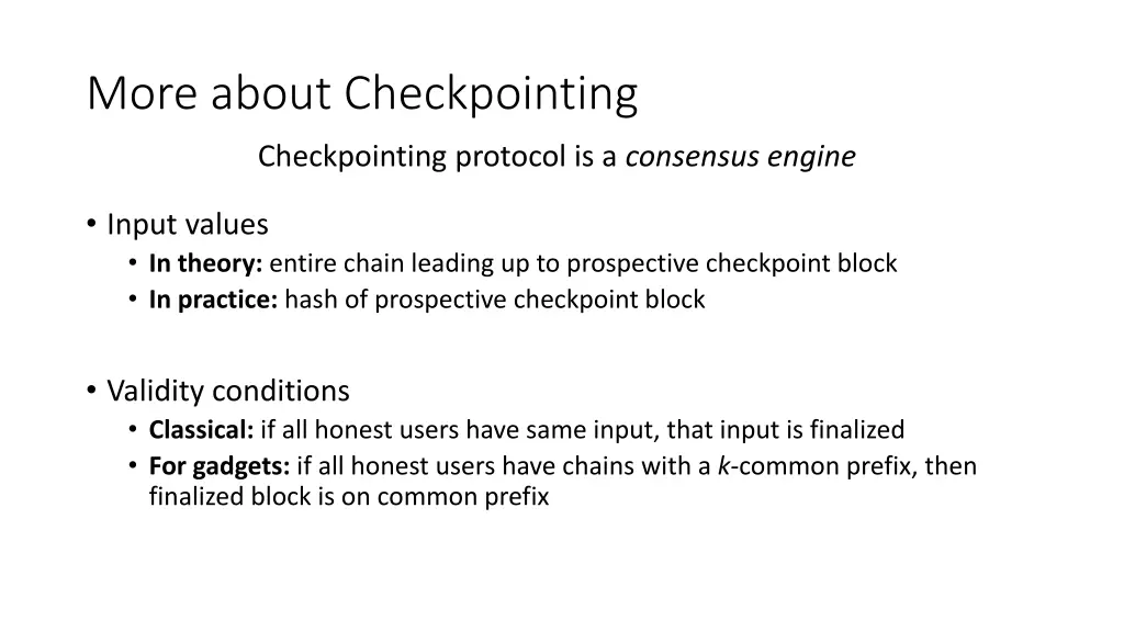 more about checkpointing