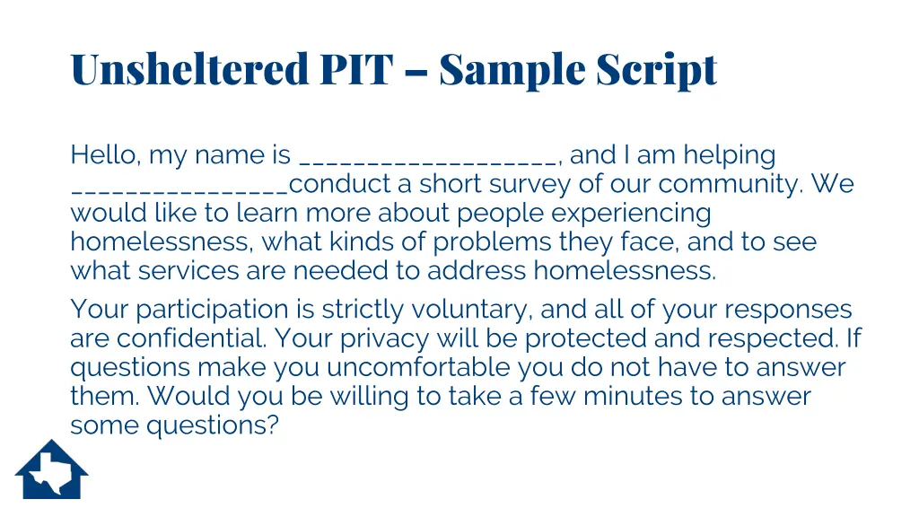 unsheltered pit sample script