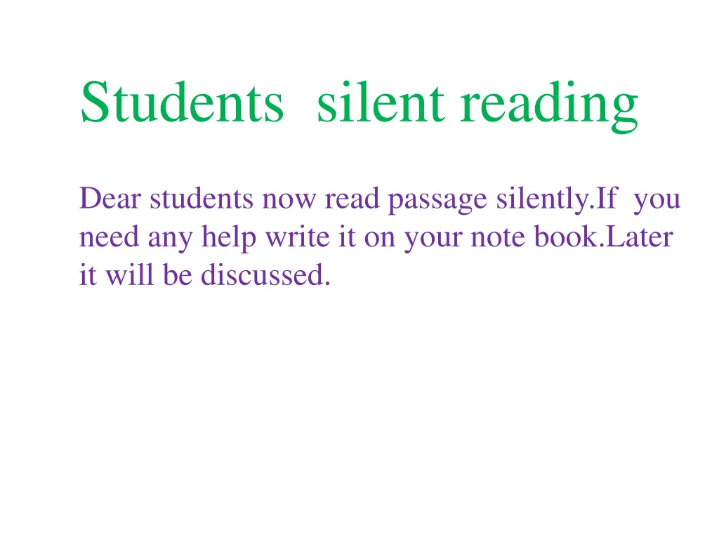 students silent reading