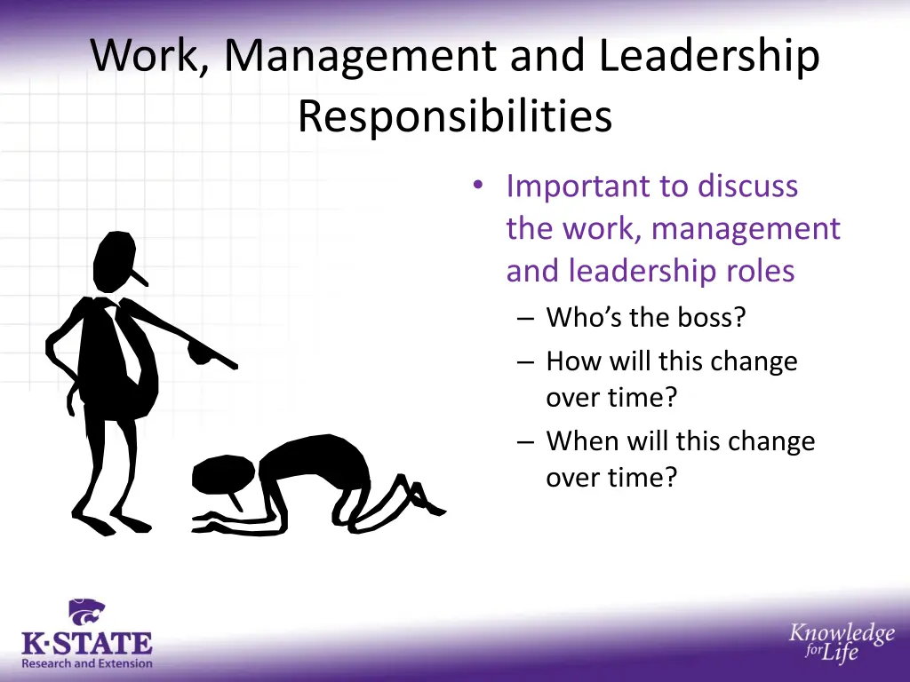 work management and leadership responsibilities