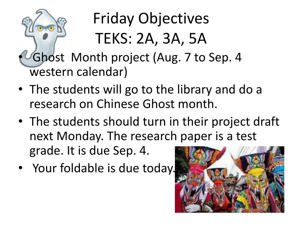 friday objectives teks 2a 3a 5a