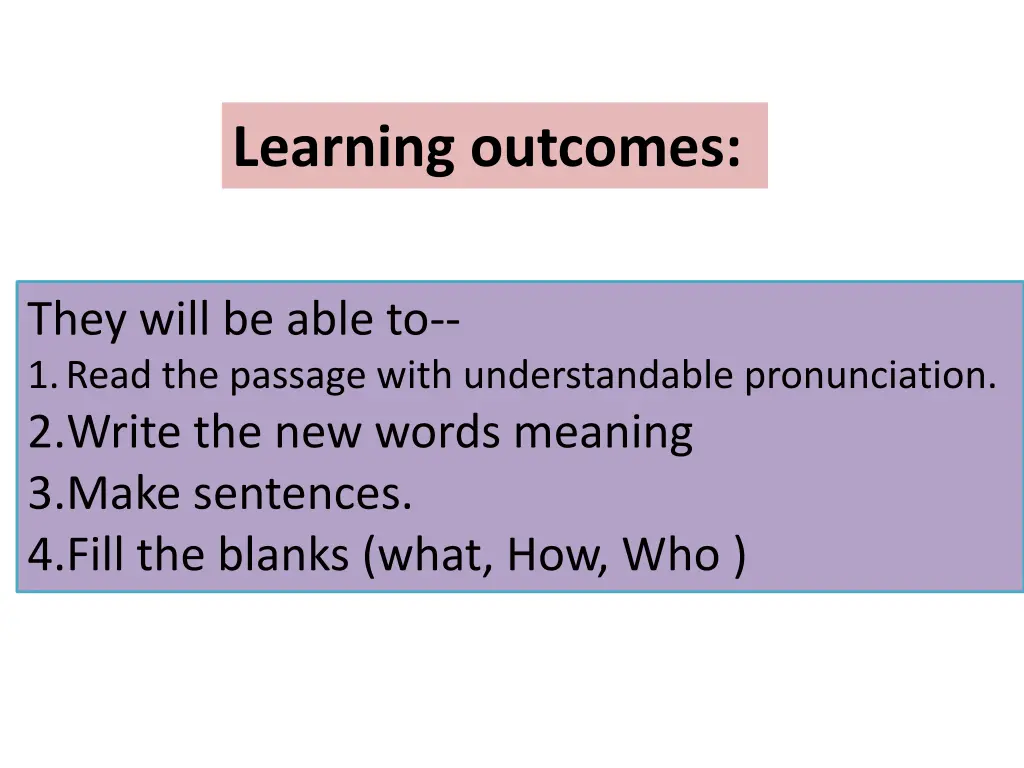 learning outcomes