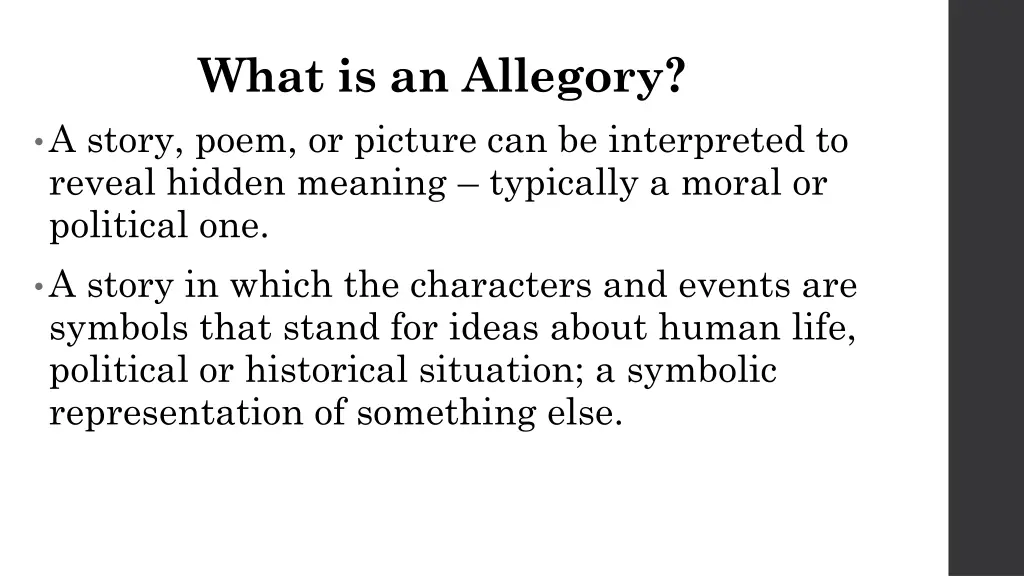 what is an allegory a story poem or picture