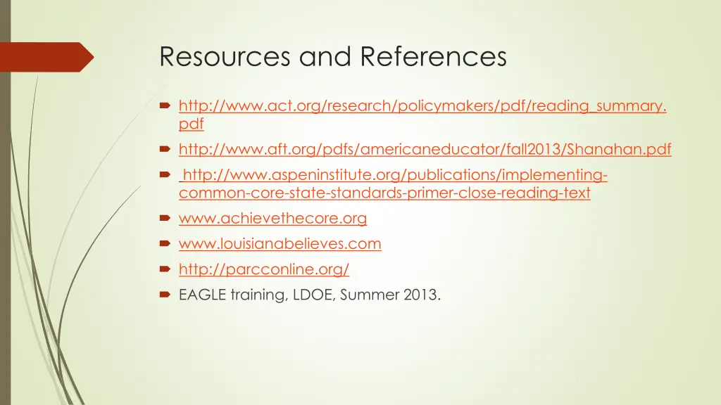 resources and references