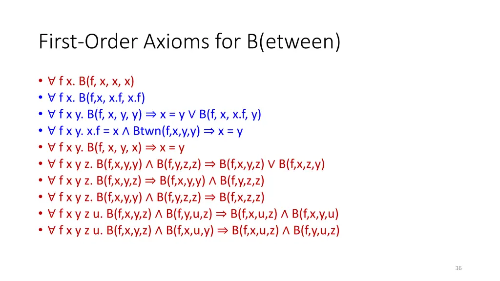 first order axioms for b etween