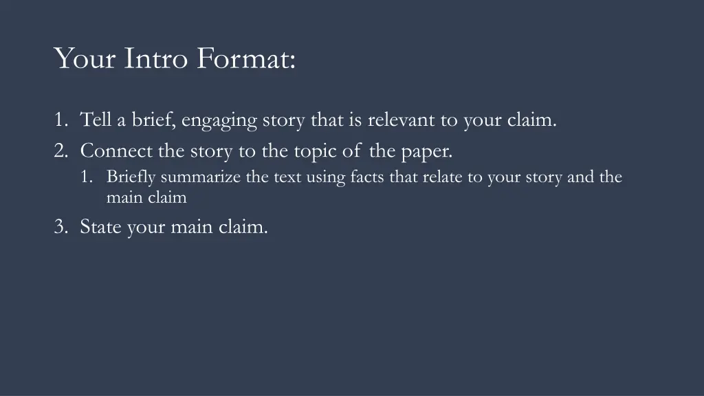 your intro format