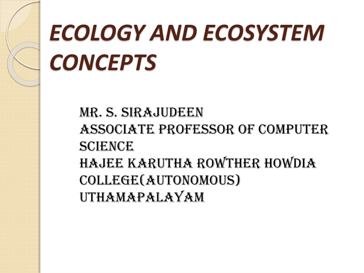 ecology and ecosystem concepts