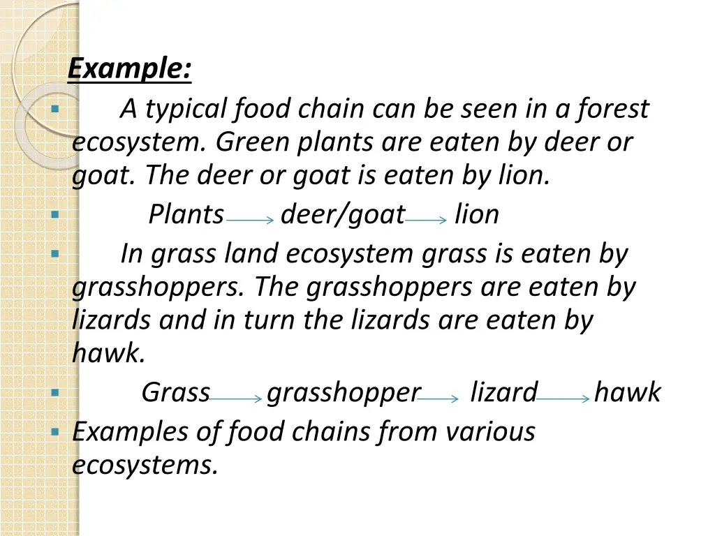 example a typical food chain can be seen