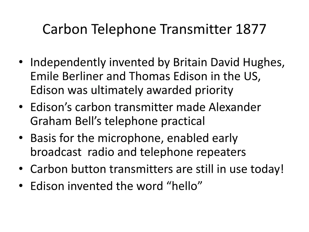 carbon telephone transmitter 1877