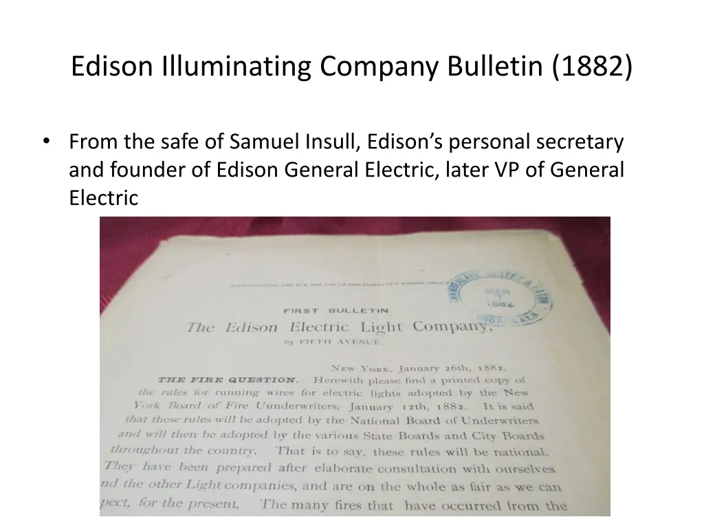 edison illuminating company bulletin 1882