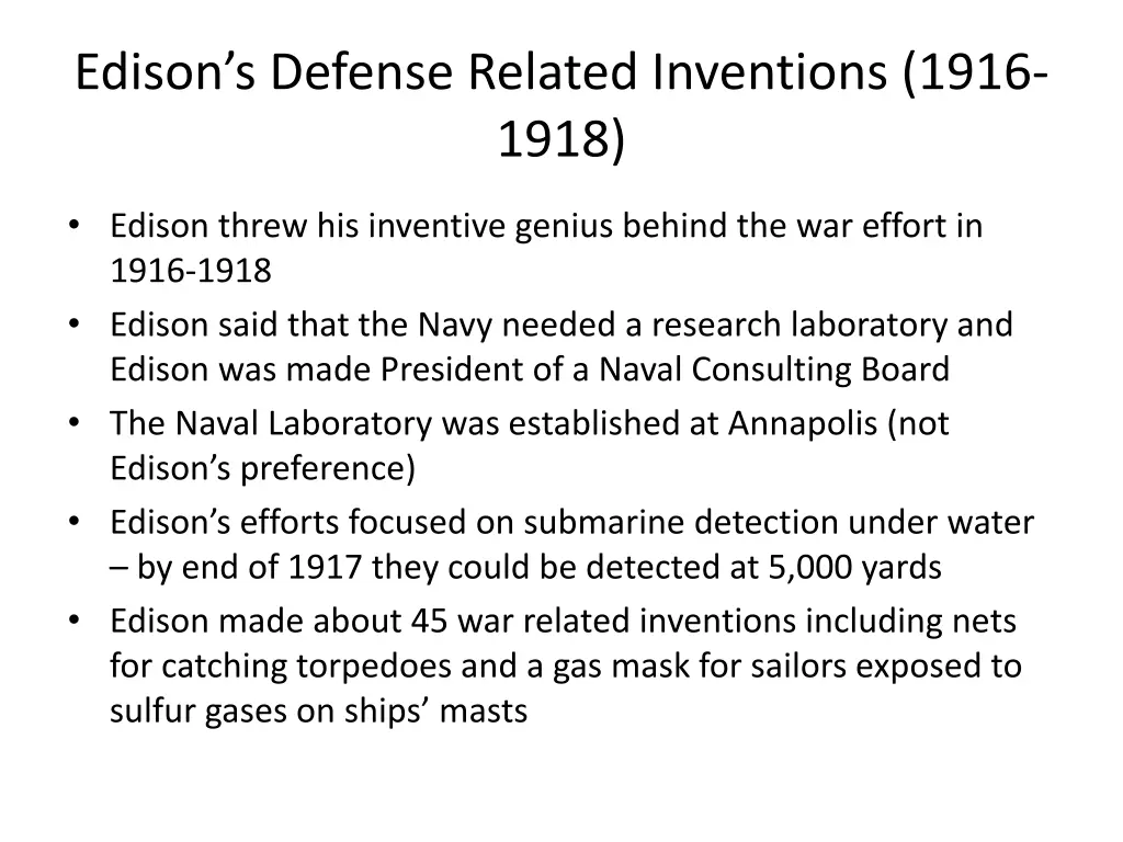 edison s defense related inventions 1916 1918