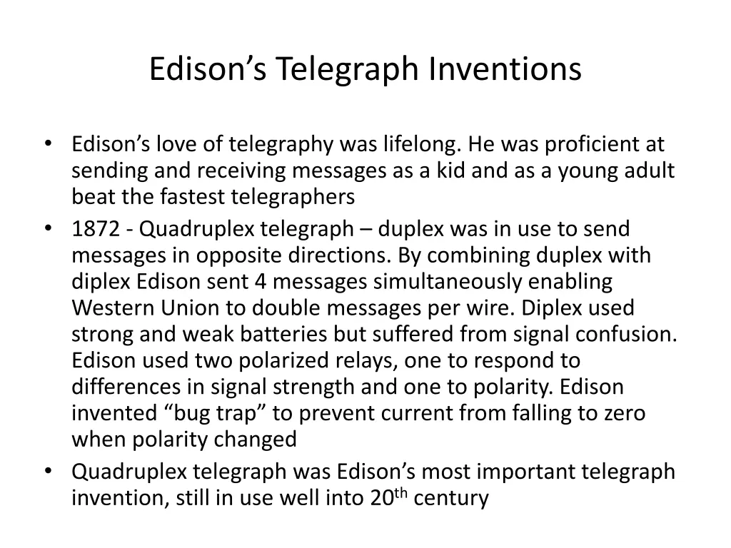 edison s telegraph inventions