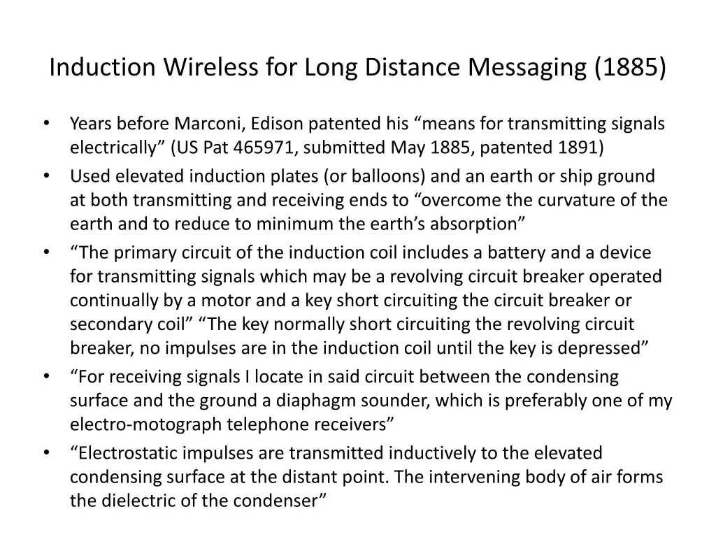 induction wireless for long distance messaging