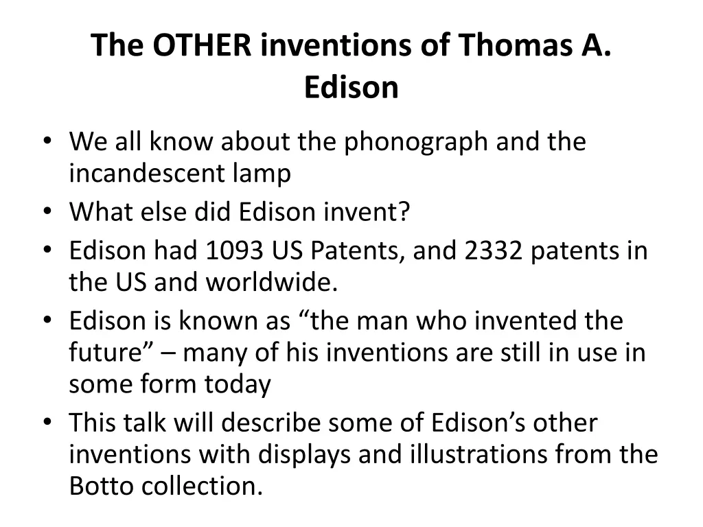 the other inventions of thomas a edison 1