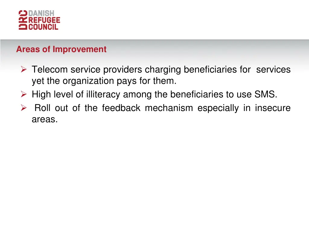 areas of improvement