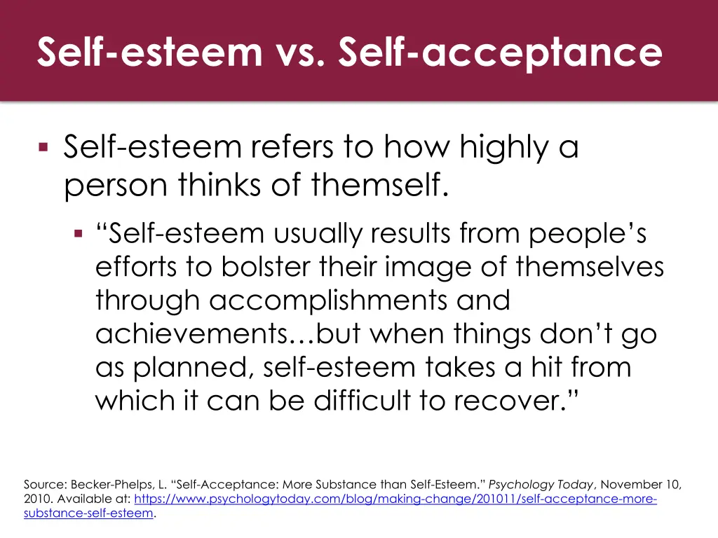 self esteem vs self acceptance