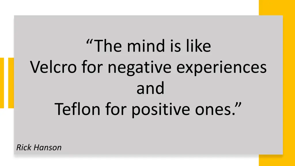 the mind is like velcro for negative experiences