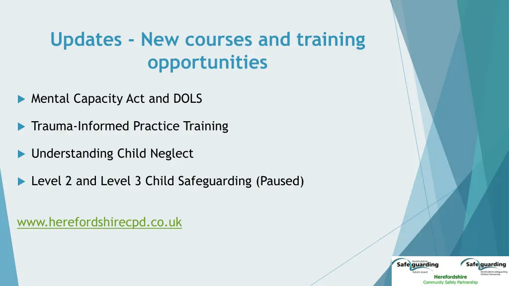 updates new courses and training opportunities