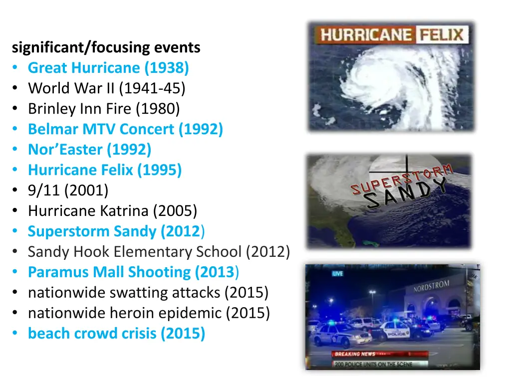 significant focusing events great hurricane 1938