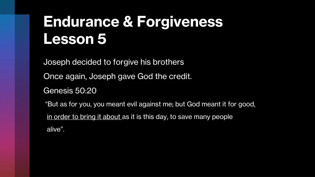 endurance forgiveness lesson 5 1