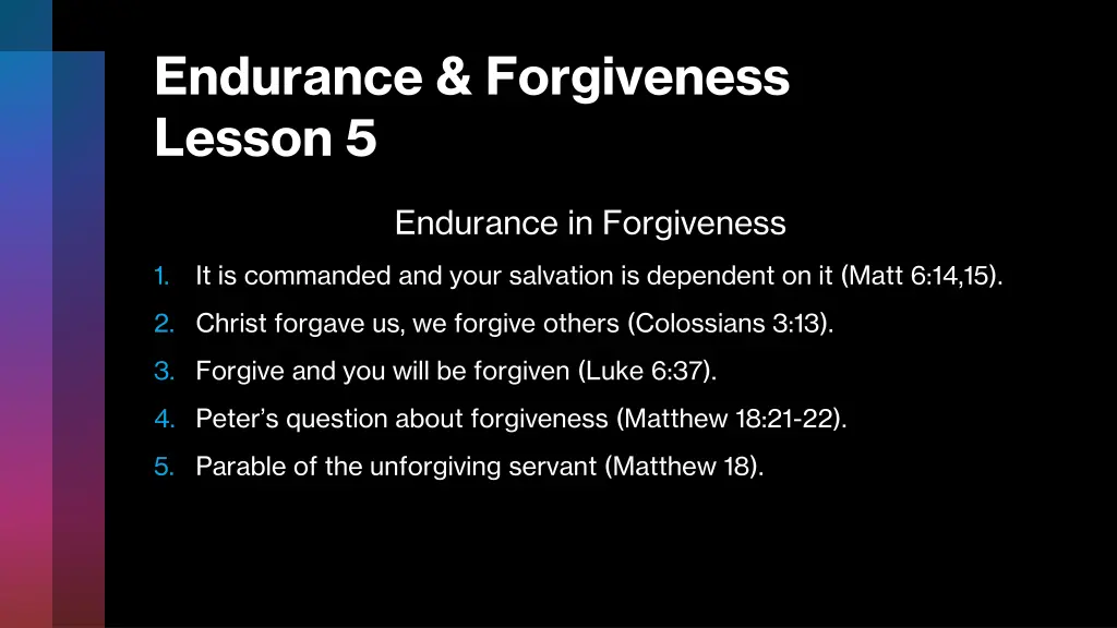 endurance forgiveness lesson 5 4