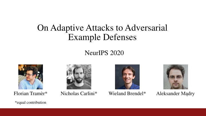 on adaptive attacks to adversarial example