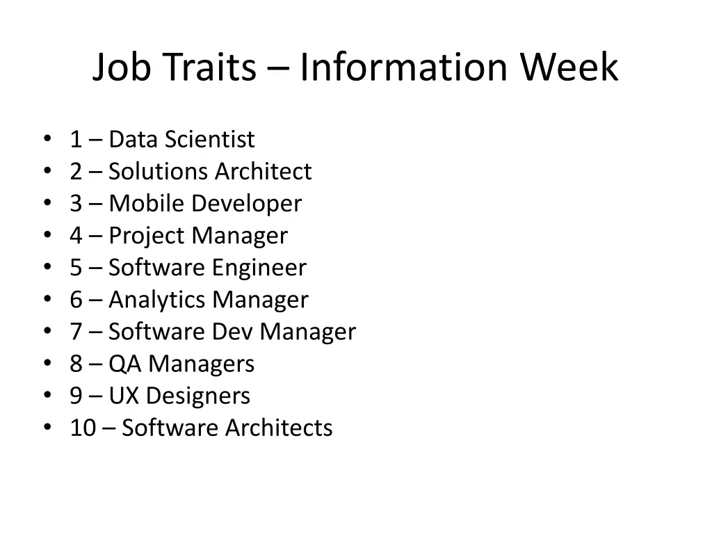 job traits information week