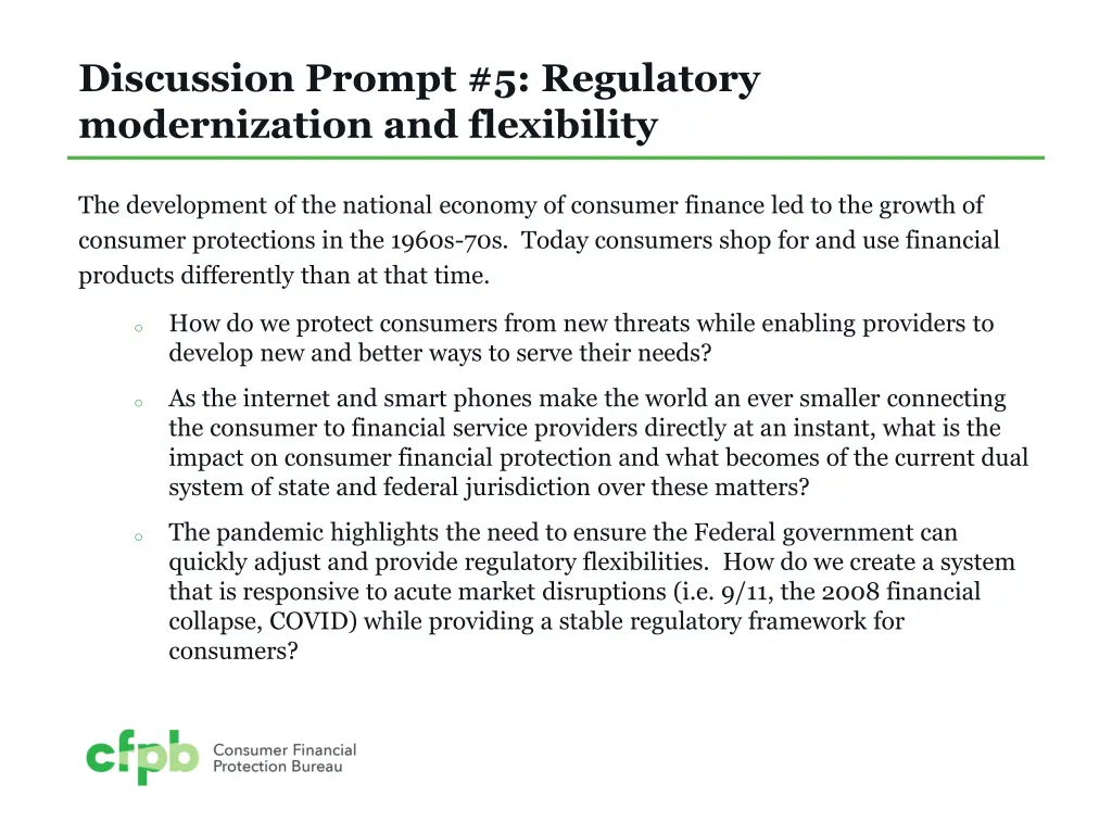 discussion prompt 5 regulatory modernization