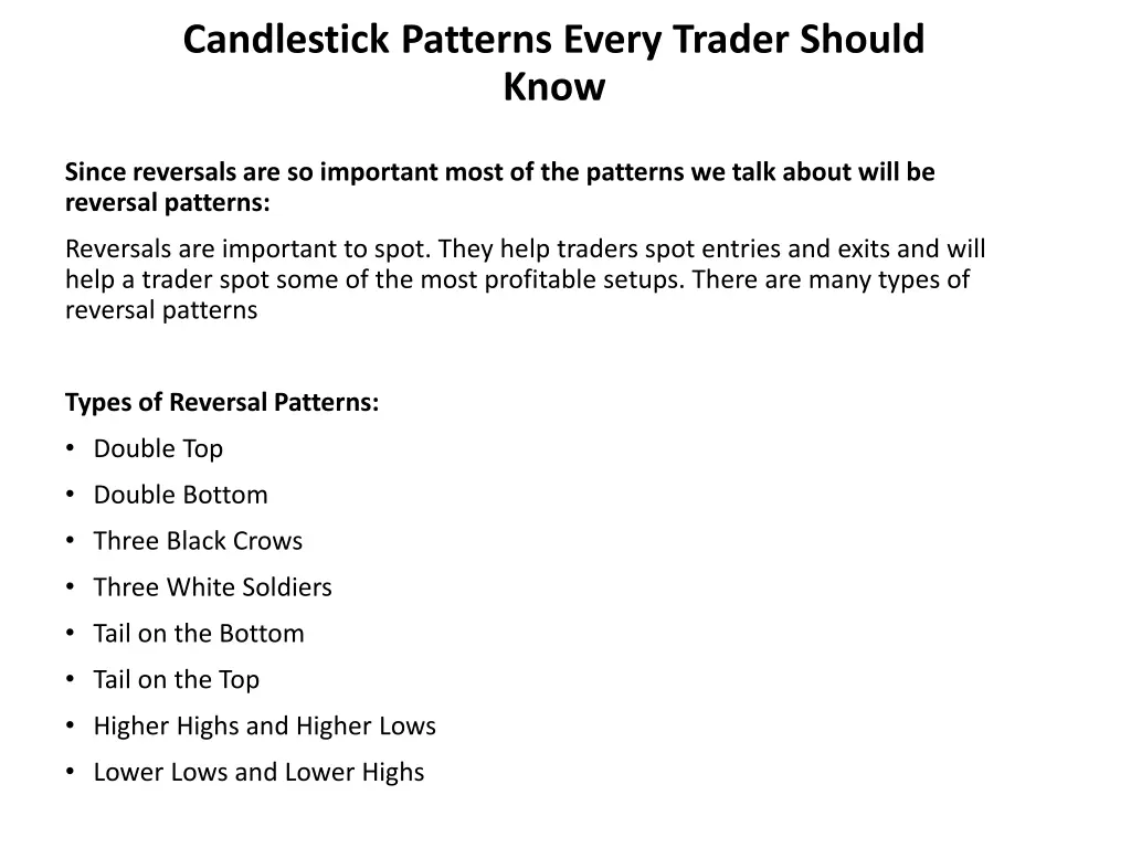 candlestick patterns every trader should know