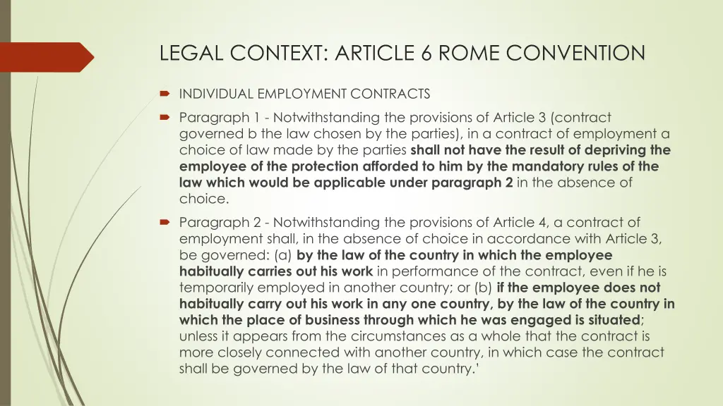 legal context article 6 rome convention