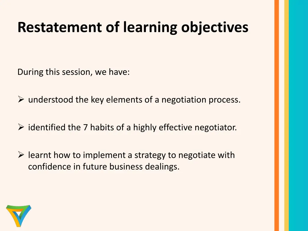 restatement of learning objectives