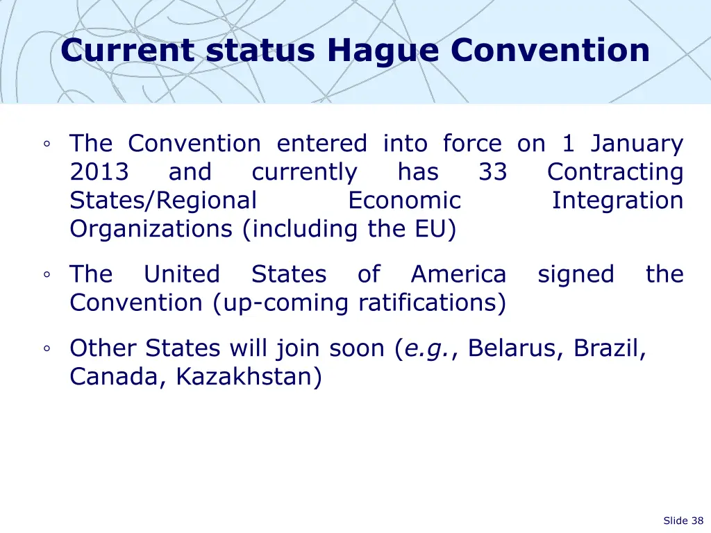 current status hague convention