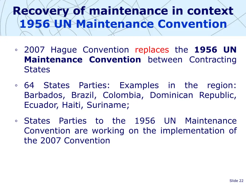 recovery of maintenance in context 1956